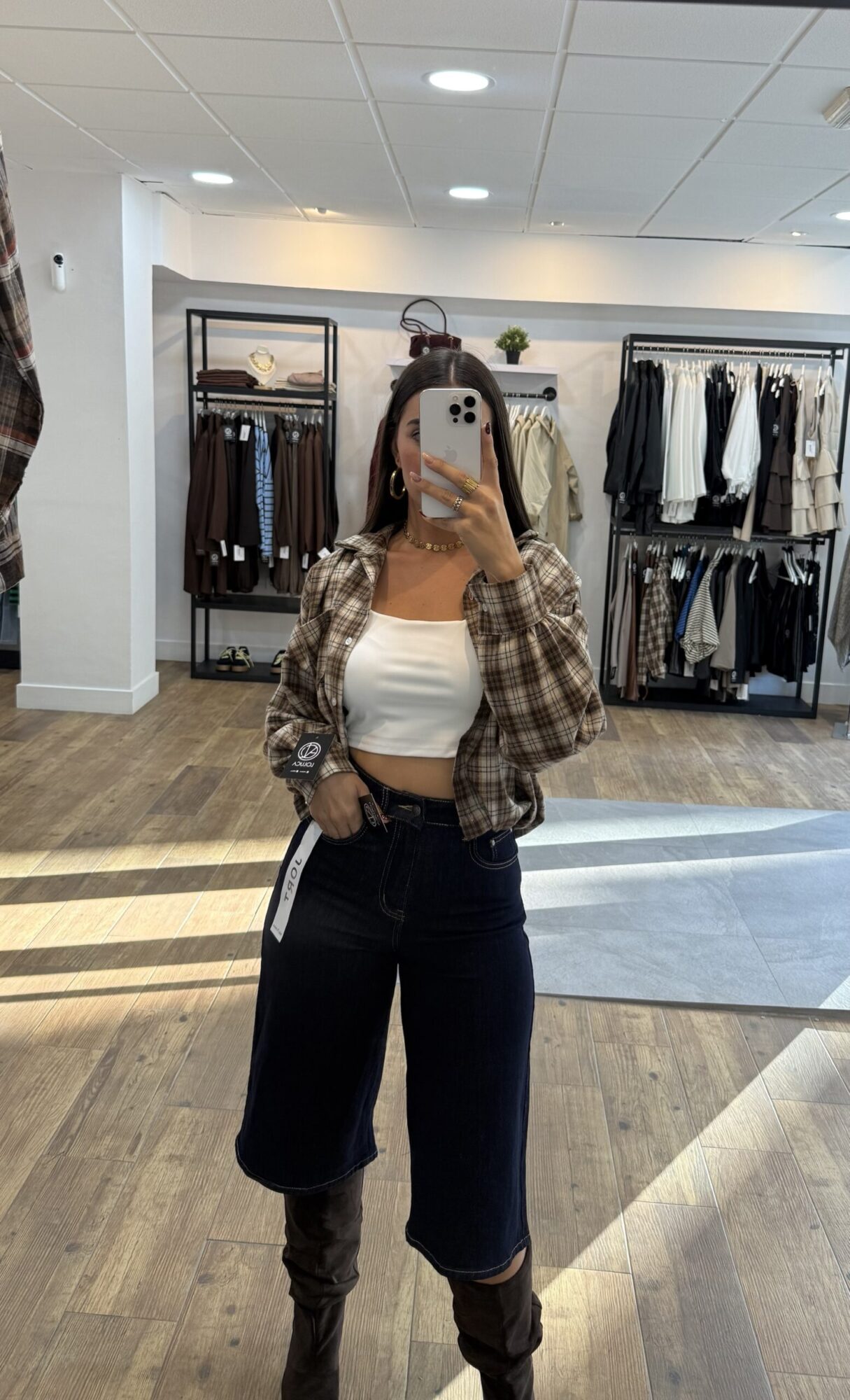 Camisa crop cuadros
