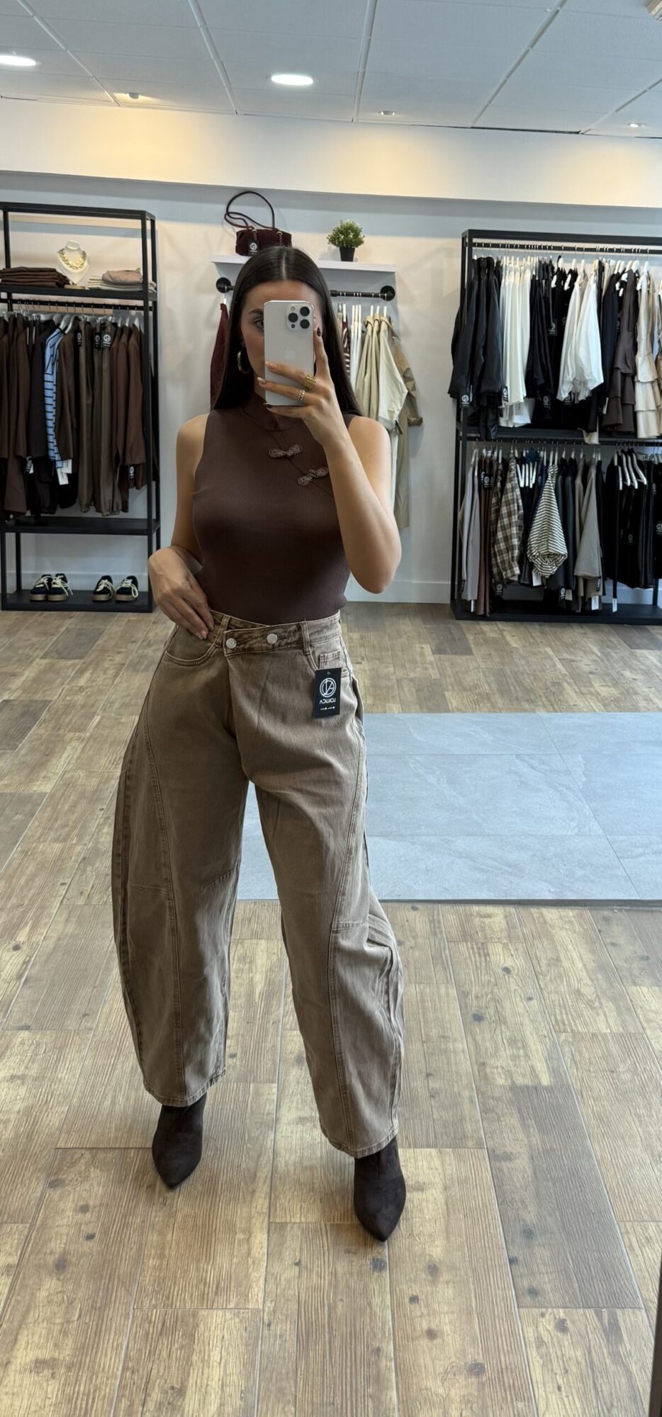 Jeans cruzado camel