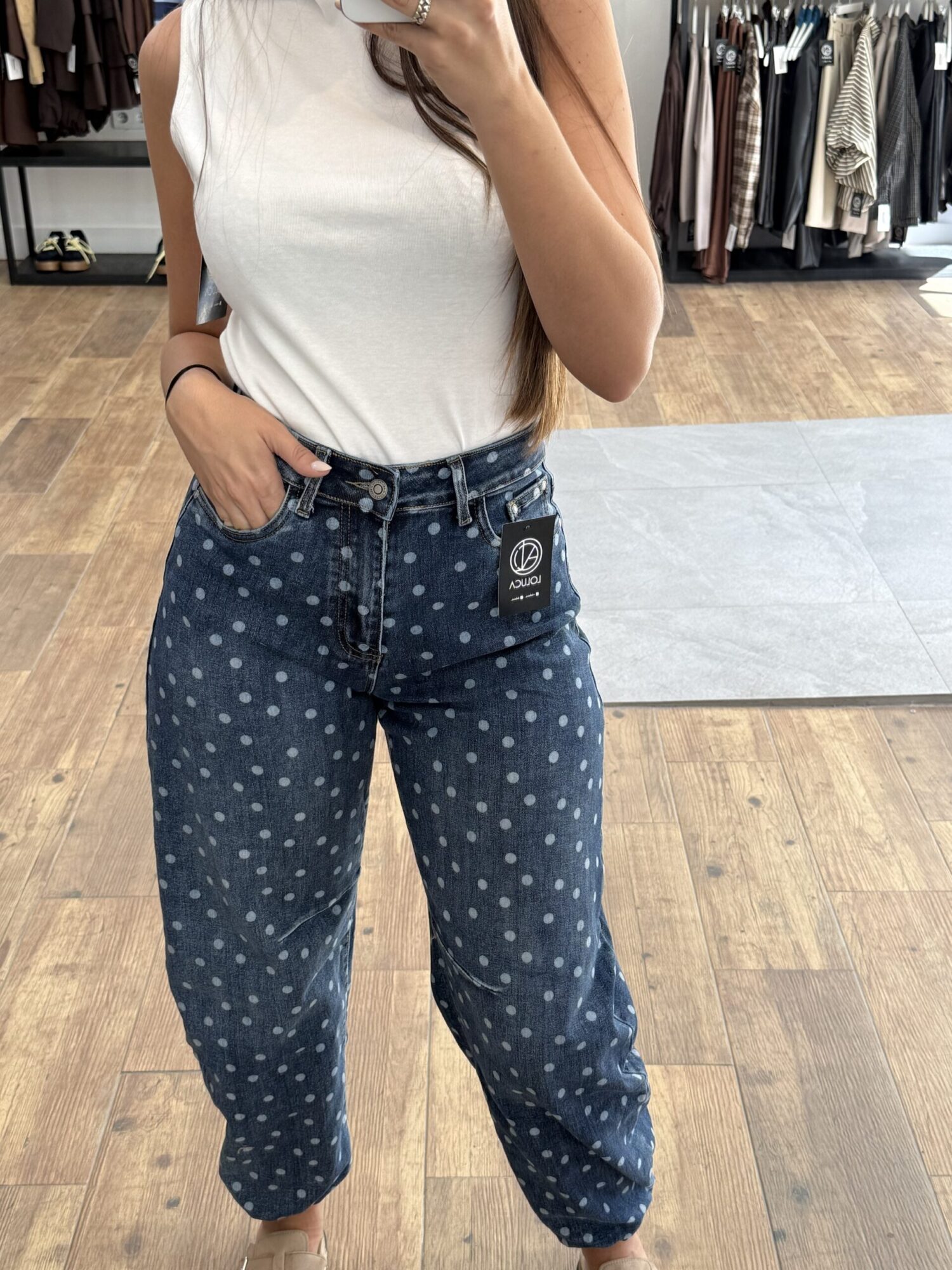 Jeans baggy lunares