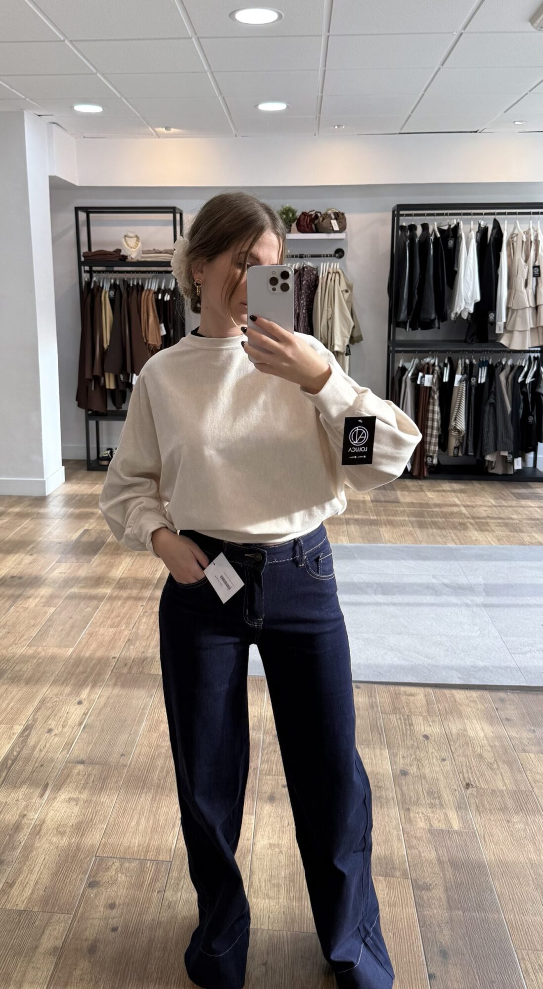 Jeans wide leg oscuro