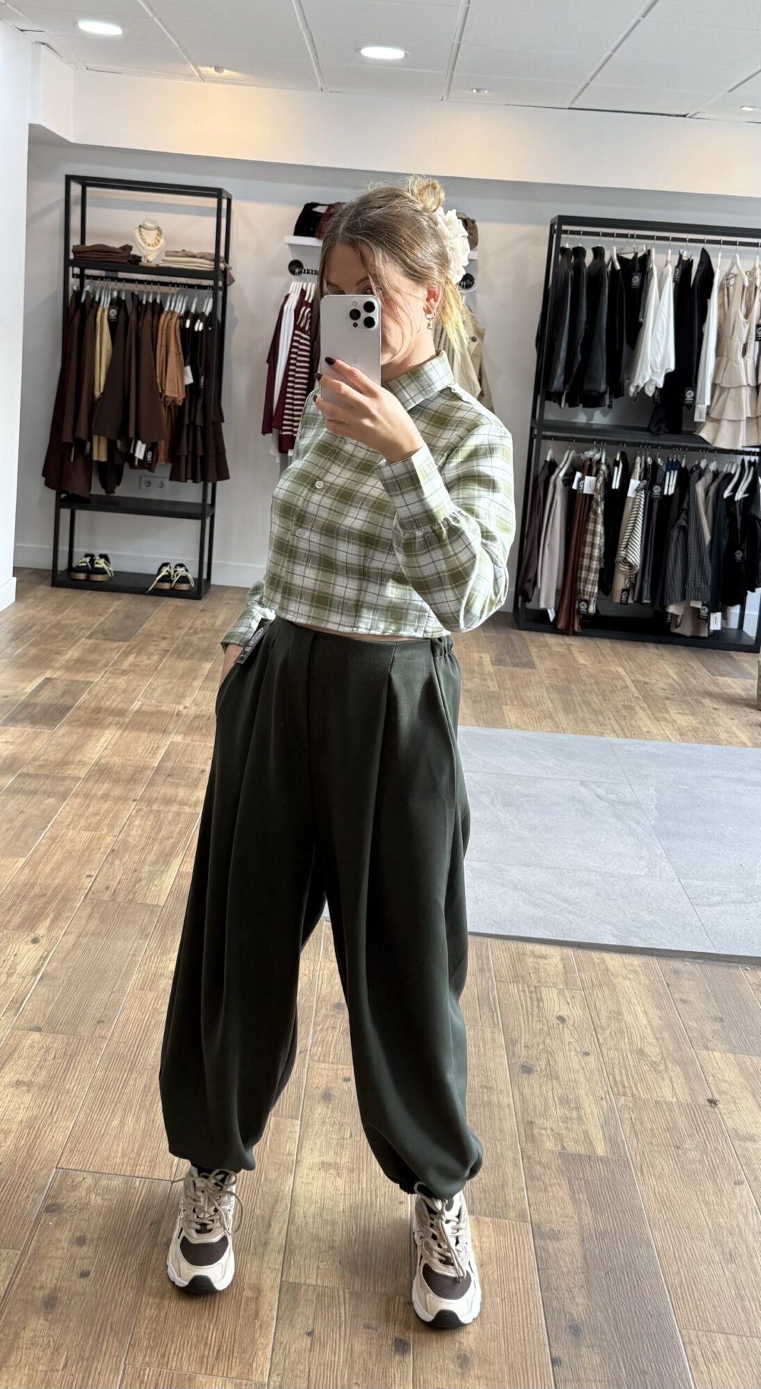 Camisa cuadros crop - Imagen 4